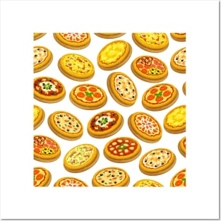 Pizza Seamless Pattern. Italian Cuisine Background Posters and Art